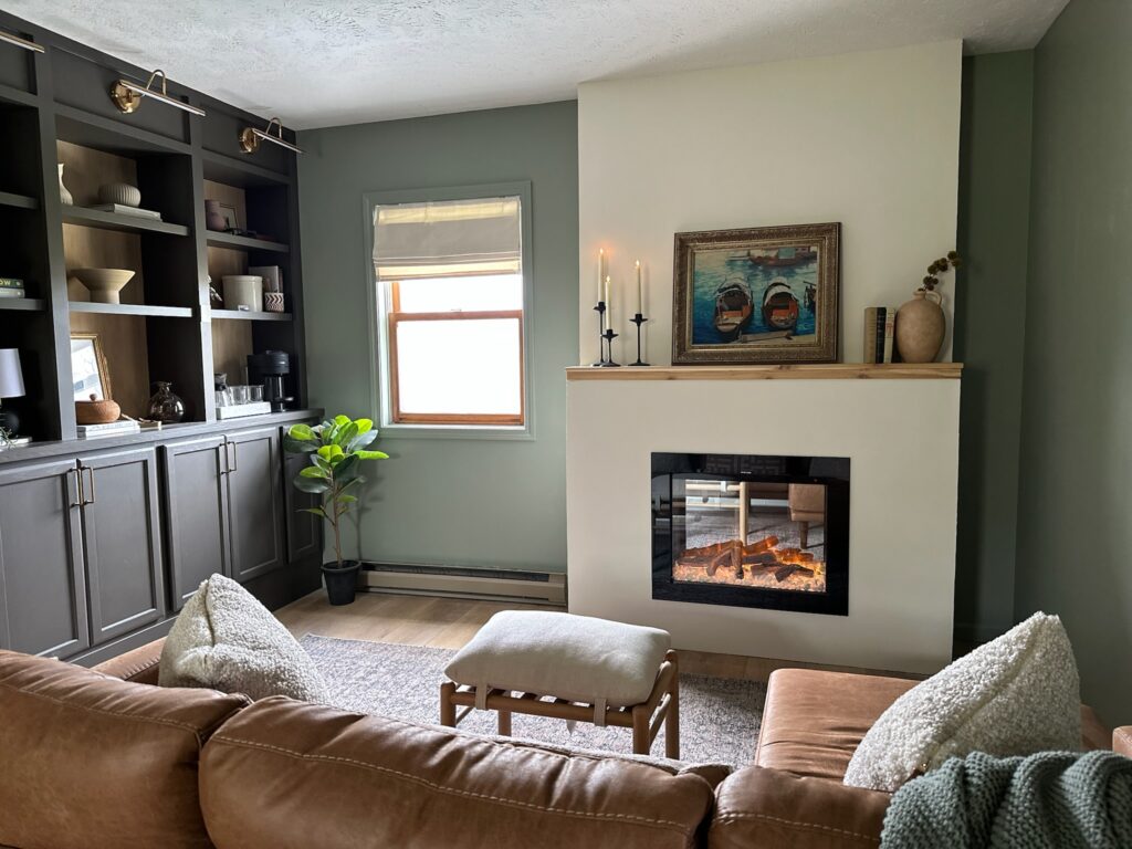 family room painted Sherwin Williams Evergreen Fog